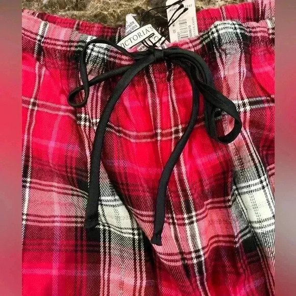NWT Victoria Secret Red Plaid Pajama Pants-Drawstring-Pockets Size Small - Picture 5 of 8